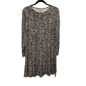 Old Navy Leopard Print Long Sleeve Dress Medium Animal Print Swing Dress NWT